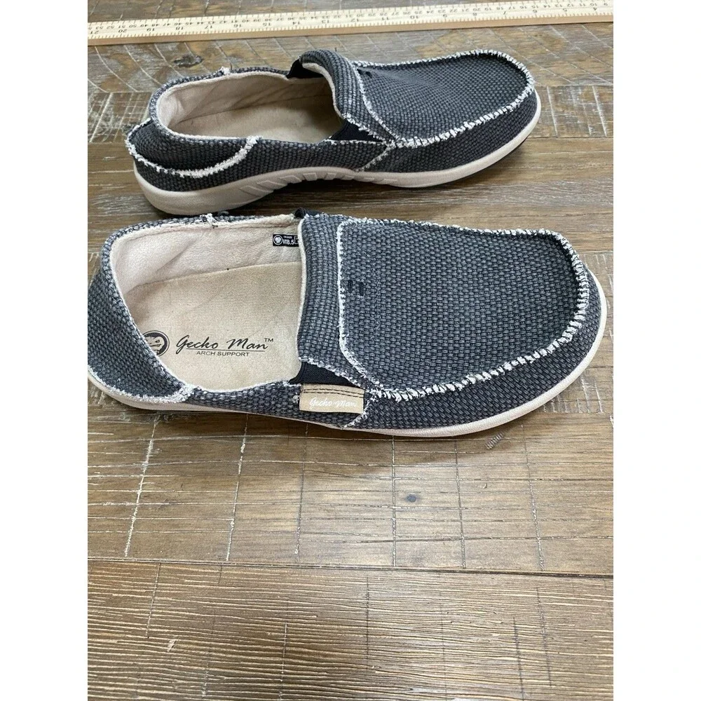 GeckoMan Women’s Canvas Loafers | Gray Slip-On Shoes Arch Support 8.5